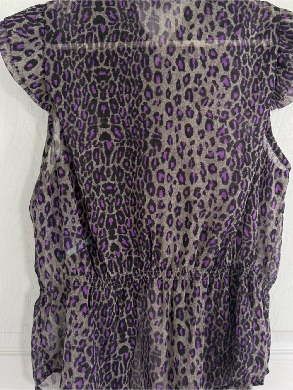Miley Cyrus x Max Azria y2k XL Blouse Purple Cheetah Print Indie Grunge Ruffles - Picture 3 of 7